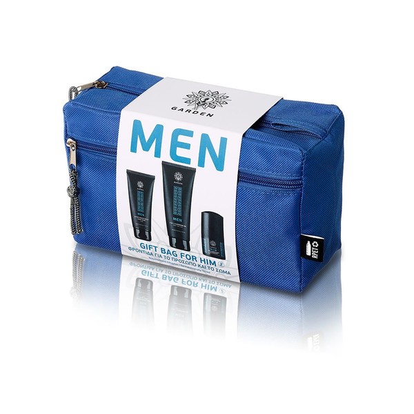 Garden Gift Bag For Him 2 After Shave Balm Aloe Vera 100ml & 3in1 Cleansing Gel 200ml & Anti-Perspirant Deodorant 50ml