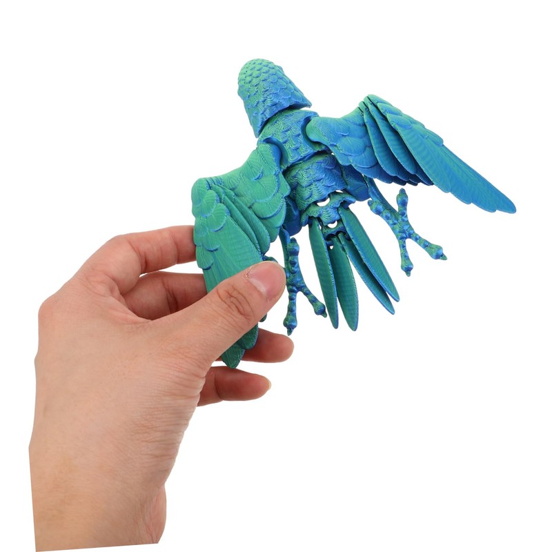 KOMBIUDA Printed Parrot Figurine Realistic Flexible Bird Model for Articulated