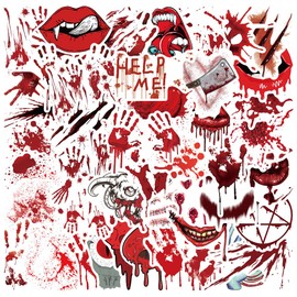 48 PCS Vintage Stickers Bloody Horror-Themed Stickers for Suitcase Skateboard Laptop Computers Water Bottles Car Teens Boys Girls Decal Waterproof Sticker.