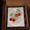 Healvian 1 Pair Aesthetic Cherry Earrings for Women Zircon Studs