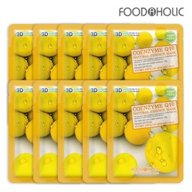 Foodaholic 3D Coenzyme Q10 Natural Essence Mask Pack (10 sheets) / 푸드어홀릭3D 코엔자임Q10 내추럴에센스 마스크팩(10매)