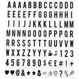 A Set 104Pcs Black Cinematic Lightbox Replacement Letters & Numbers Signs Black for A4 Light Up Letter Box Sign Message Board, Presentation Boards 65.4x35mm (LED Light Box is NOT Included!!)