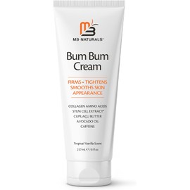 Bum Bum Cream with Lemon Vanilla Scent 2-in-1 Skin Care Cellulite Cream and Massage Lotion - Non-Greasy Skin Tightening Cream for Firm Butt, Belly & Thighs with Cupuaçu Collagen and Caffeine - 8 Fl Oz