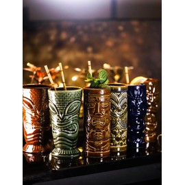 ALINK Biodegradable Bamboo Print Paper Drinking Straws for Drinks, Juices, Smoothies, Shakes, Party Supplies, Pack of 100