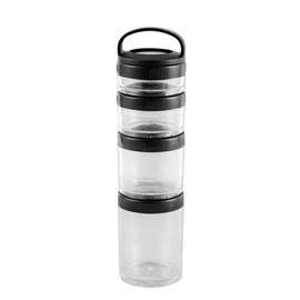 Daiilg Stackable Snack Containers for Kids and Adult, 4 Stackable Snack Cups for School and Travel Transparent Black Easy to Use