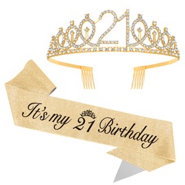 21st Birthday Sash,Birthday Girl Sash 21st Birthday Crown,Birthday Sash and Crown 21st Birthday Gifts for her Birthday Tiara for Women Its My Birthday Sash Headband Birthday Accessories Decorations