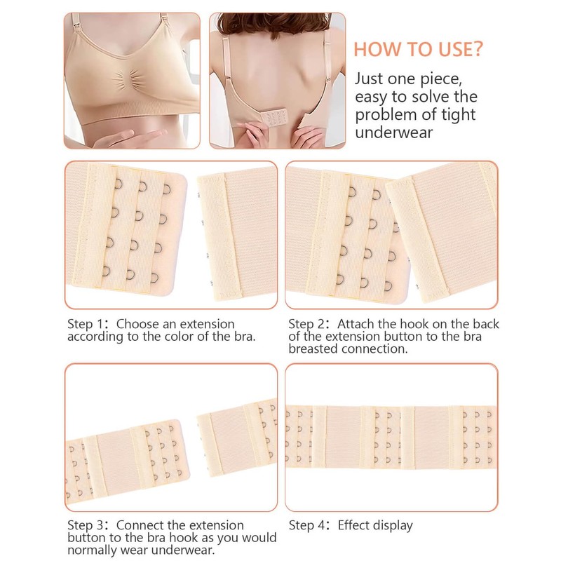 JELIEE 4 PCS Women's Bra Extenders 4 Hooks 3 Rows