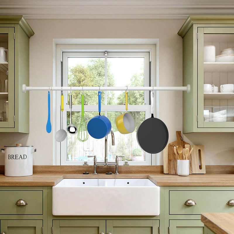 Bonpally Shower Curtain Rod 32-75 Inches Adjustable, Non-Slip Spring Tension