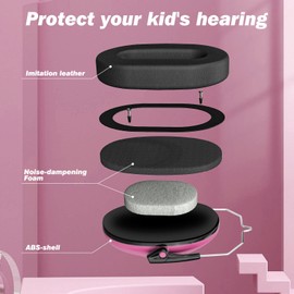 Kriogor Ear Protection Children, SNR 26 Capsule Ear Protection School, Noise Protection Headphones Children, Passive Earmuffs Child, Earmuffs Children from 3-16 Years for Boys, Girls, Autistic, pink
