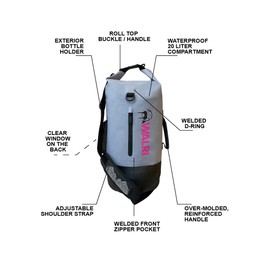 WALRI 20L Waterproof day pack for Sports, Surf, Turf and Dirt (Grey)