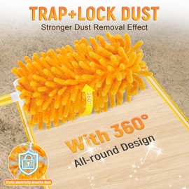 Reusable Duster Refill for Swiffer Duster Refill, 360° Heavy Duty Duster Refills Kit, 5 Pack with 1 Handle Microfiber Ceiling Fan Dusters for Cleaning（Orange, 5PCS）