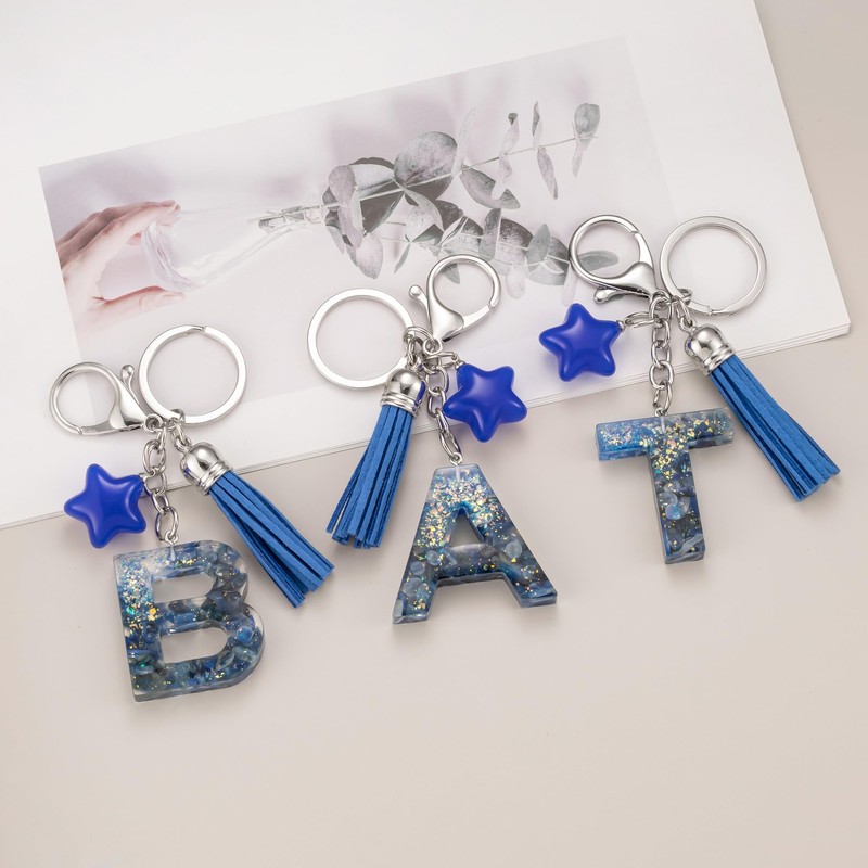 SELOVO Blue A Keyring Friend Alphabet Star Charm Key Chain