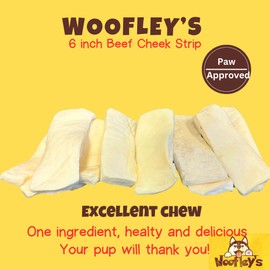Beef Cheek Strips 6 Inch - 100 Count - Beef Cheek Dog Chews - No Hide Bones for Dogs