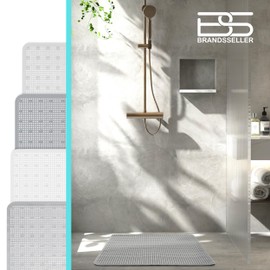 Brandsseller Shower Mat Approx. 54 x 54 cm Non-Slip Mat Design Circle Grey