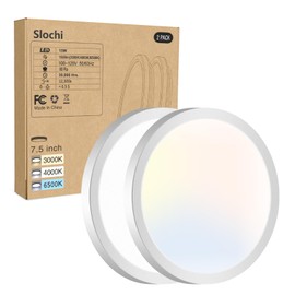 2PACK LED Flush Mount Ceiling Light Fixture, 3000K-4000K-6500K & 100W Equivalent Modern Kitchen Recessed Ceiling Lamp 15W 1500Lm 7.5 Inch Closet Round Surface for Bathroom Laundry Bedroom Hallway