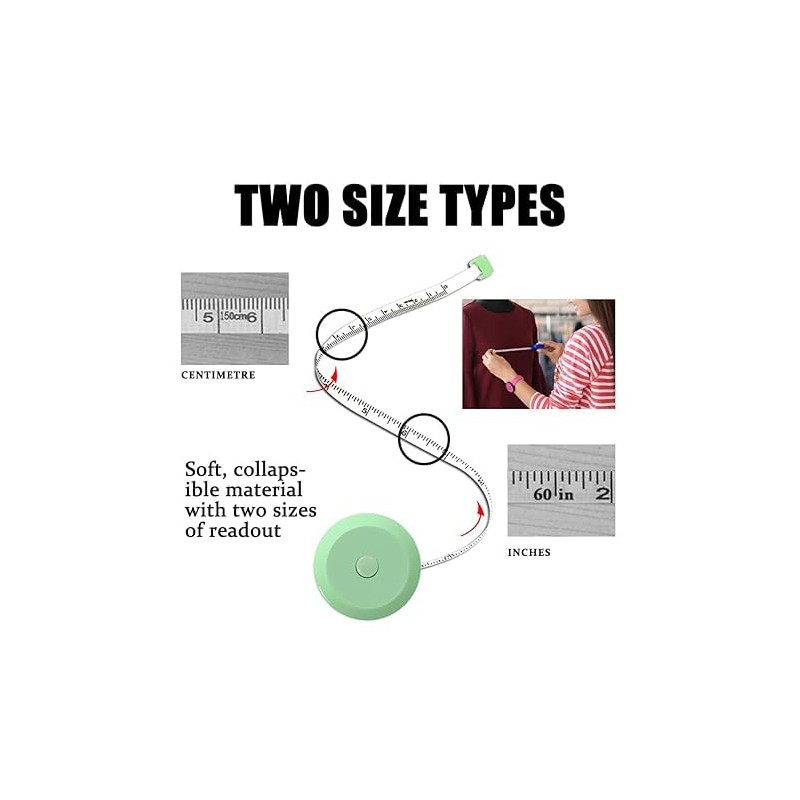 Retractable Tape Measure,60-Inch 1.5 Meter Dual Sided Flexible Tape Measure,