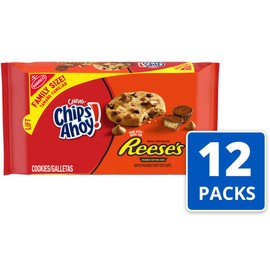 CHIPS AHOY! Chewy Chocolate Chip Cookies with Reese's Peanut Butter Cups, Family Size, 12 - 14.25 oz Packs