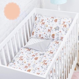 Baby Safe Duvet Cover Cot Newborn 135 x 100 cm Duvet Cover Cot 100% Organic Cotton Oeko-Tex Certified Sheets Single Bed Baby Bedding Set Forest