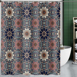 Umpoo Bohemian Mandala Shower Curtains Vintage Chic Floral Boho Paisley Bathroom Decor Shower Curtain Sets with Hooks Waterproof Polyester Fabric, 69 x 70 Inch