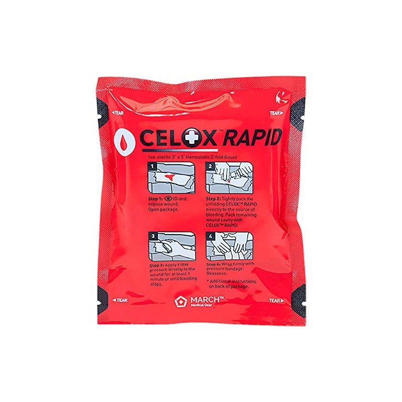 Celox Rapid, Z-Folded (Red Packaging) - 3" x 5' Gauze