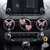 4 x pinke Herz- und Schmetterlings-Lüftungs-Clips, glitzernde Diamant-Auto-Lufterfrischer mit Sonnenblumen-Maskenhaken,