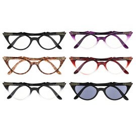 Eyekepper Pack of 6 Women's Cat Eye Glasses, Includes Sunglasses (One Colour Each, 0.00)