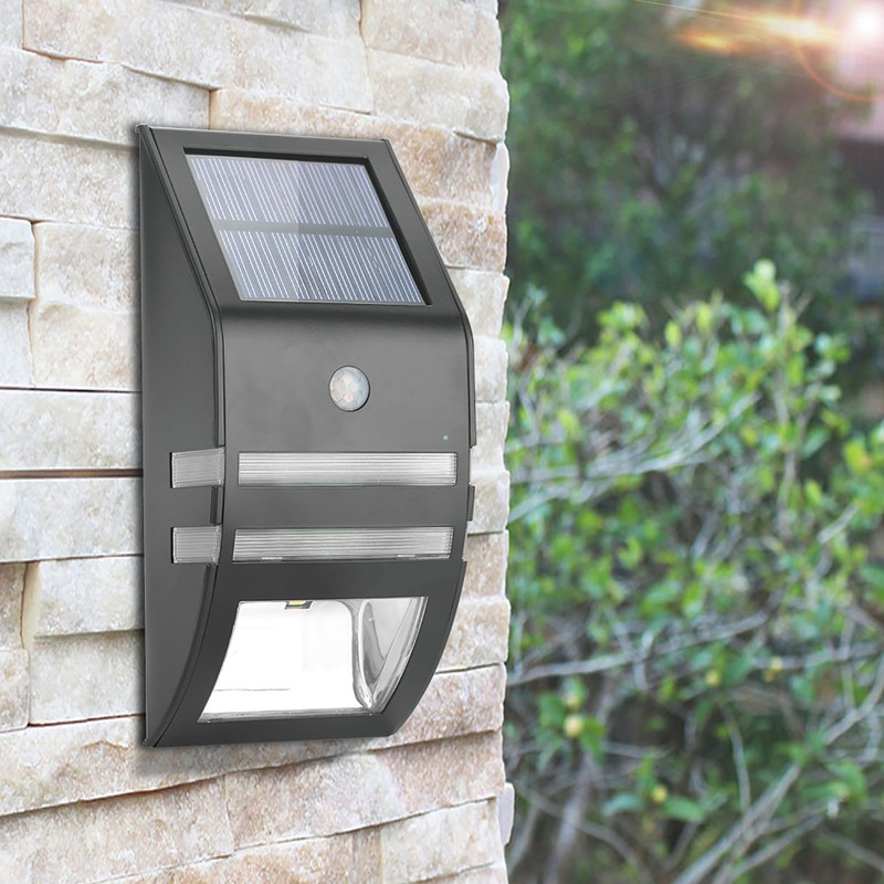 Solar Powered PIR Motion Sensor 2 LED Path Wall Light