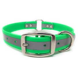 Regal Dog Products Medium Lime Green Heavy Duty Reflective Dog Collar with Durable Metal Buckle and D Ring Adjustable, Chew Proof & Waterproof Center Ring | Strong Small Dog Collar