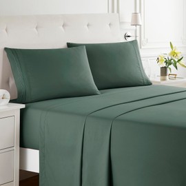 Nestl King Size Sheets Set- 4 Piece King Sheets, Deep Pocket, Hotel Luxury, Extra Soft, Breathable and Cooling, Forest Green King Bed Sheets