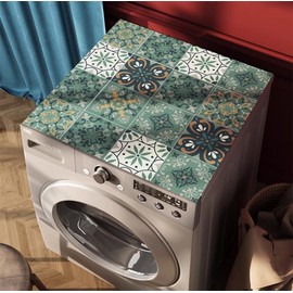 Cciphy Colorful Diatomite Washer or Dryer Cover for the Top, Cute Protector Mat for Laudry Machine Dryer, Dust-proof Washing Machine Top Cover for Home Laundry Room Kitchen, 23.6X23.6 in (Colorful-A)