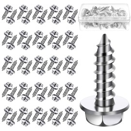 BBTO 50 Pieces Rustproof License Plate Screws Stainless Steel License Plate Frame Screws Plate Fasteners Screws for Fastening Frames and Covers on Cars and Trucks (Silver)