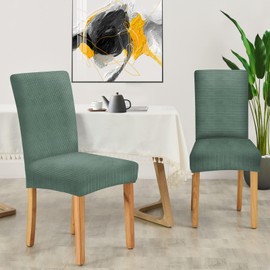 Ystyle Stretch Chair Covers, Set of 2, Chair Covers, Elastic, Removable, Washable, Universal Covers for Chairs, Chair Covers for Hotel, Banquet, Kitchen, Restaurant, Wedding Party, Light Green