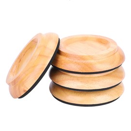 4Pcs Beech Wood Round Piano Foot Pads Set Upright Piano Caster Cups Accessories (Wood Color)