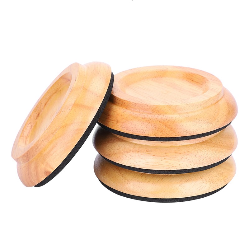 4Pcs Beech Wood Round Piano Foot Pads Set Upright Piano