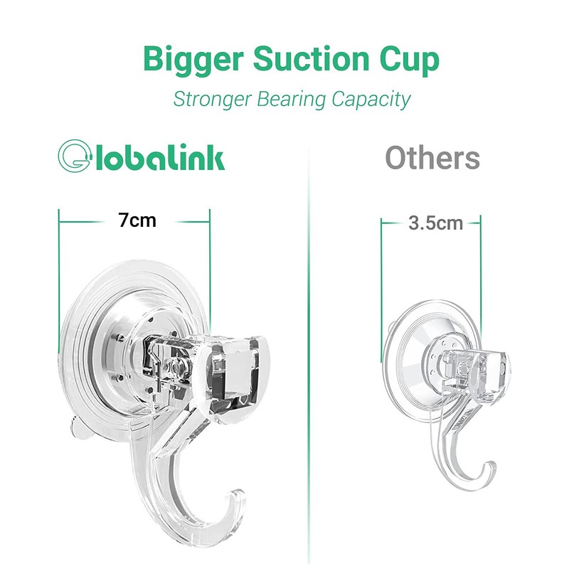 GlobaLink Suction Hooks, Clear Reusable Heavy Duty 3KG Vacuum Suction