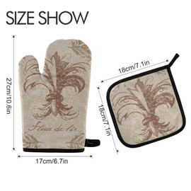 Aflyko Fat Tuesday Mardi Gras Classic Watercolor Fleur De Lis Retro Oven Mitt Pot Holder Festive Gift Set Heat Resistant Cooking Glove Kitchen Potholder for Grilling BBQ Bake Spring Present