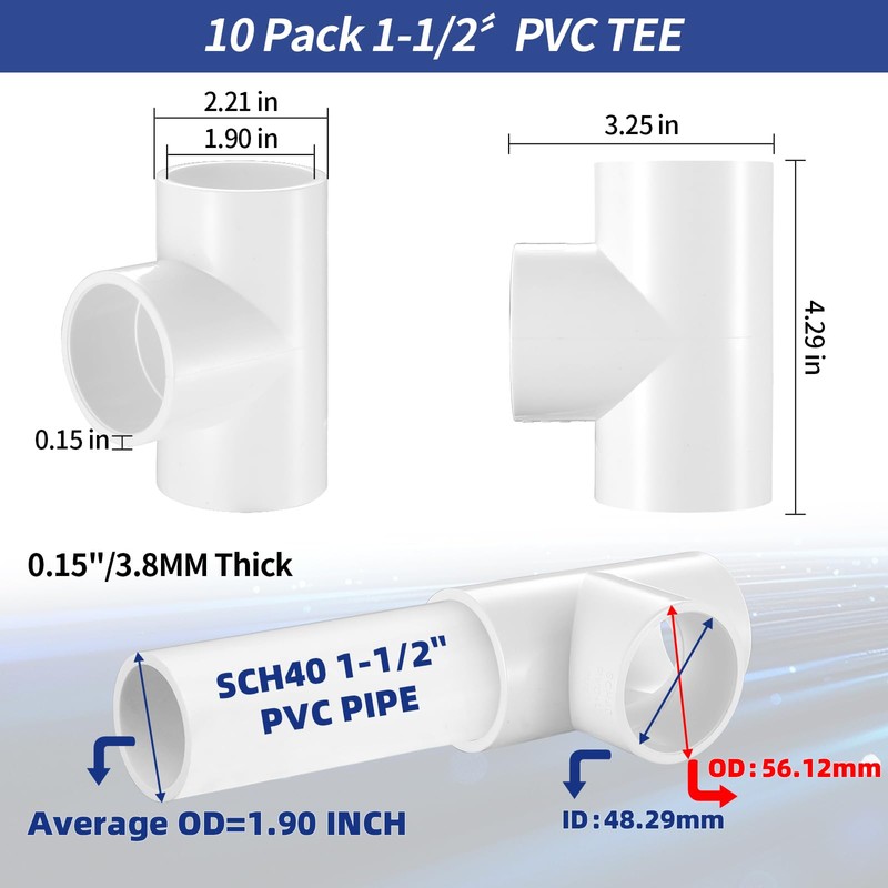 3 Way PVC Tee PVC Pipe Fittings Connector (Socket x