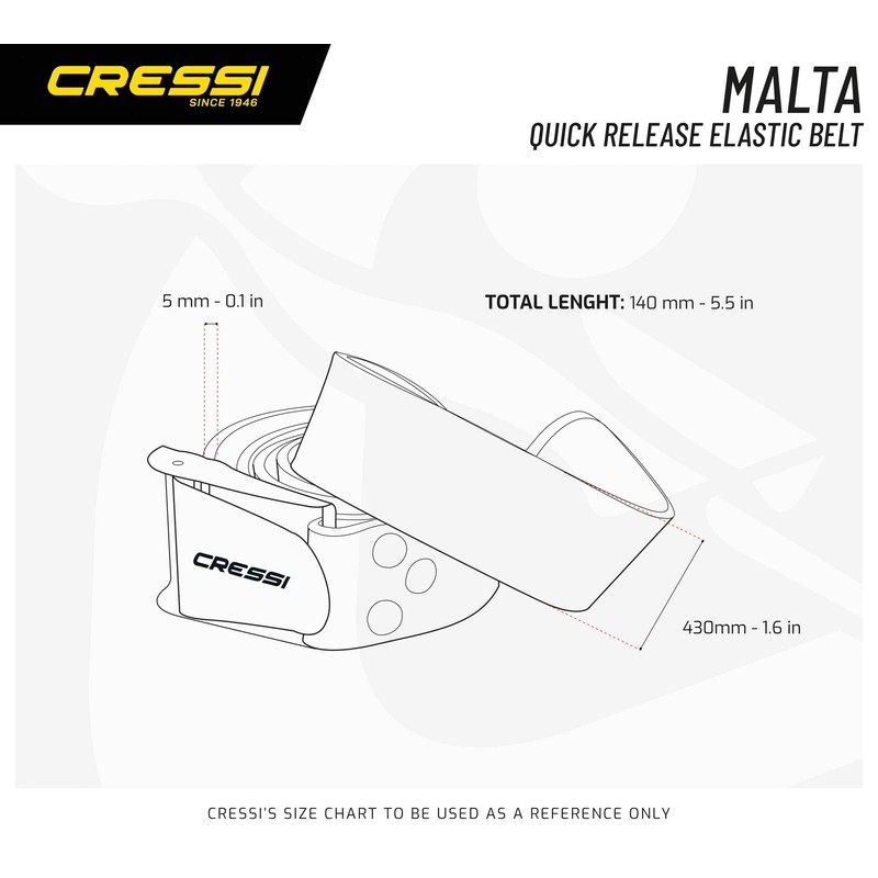 Cressi Unisex Adult Quick Release Elastic Belt With Metal Buckle