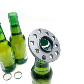 Wheel Spacer Bottle Opener Unique Style Portable Aluminum Beer Bottle Opener, Iron Grey