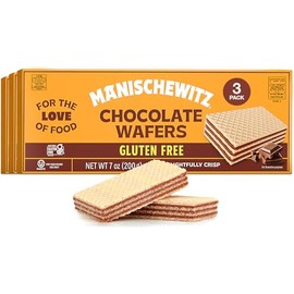 Manishewitz Gluten Free Chocolate Wafers, 7oz (3 Pack) Crispy Wafer with Creamy Dark Chocolate Filling | Dairy Free | Certified Kosher (including Passover)