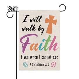 Easter Garden Flag Religious Cross Christian 12.5 x 18 Inch Burlap Double Sided Vertical Holiday Yard Outdoor Decorations