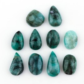 ColouredRocks Emerald (60cts) (10pcs) (15-20mm) Natural Cabochon Crystals, Loose Gemstone, Wholesale Polished Supply, Jewelry Making, Chakra Healing Stone, DIY Craft, Gem Collection