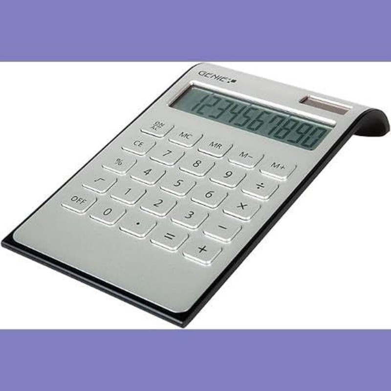 Genie DD400 10-stelliger Tischrechner (Dual-Power) silber