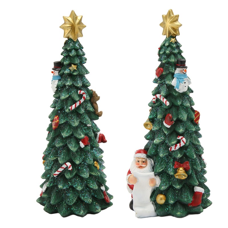 Christmas Tree Statue Durable Fadeless Resin Christmas Tree Figurine Exquisite