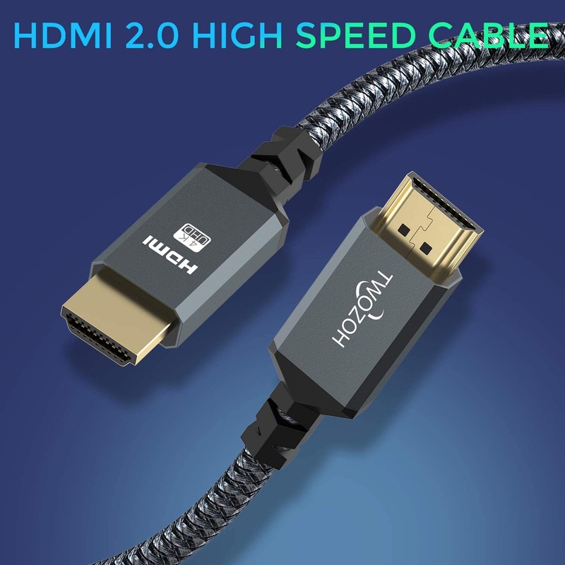 Twozoh 4K HDMI Cable 0.3M 2-Pack Nylon Braided HDMI to