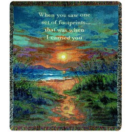 Manual Inspirational Collection 50 x 60-Inch Tapestry Throw with Verse, I Carried You