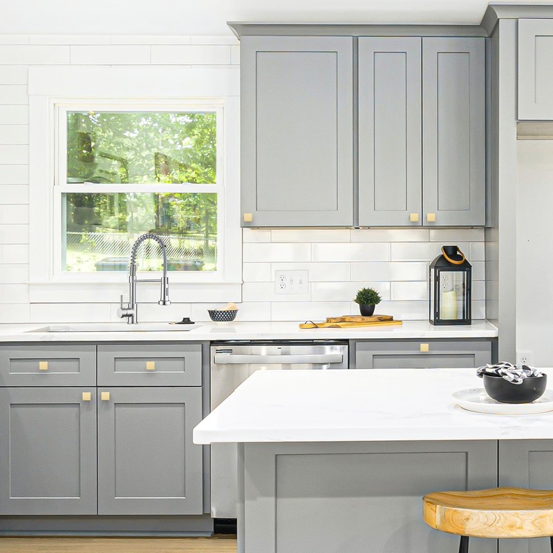 Cabinet Knobs Brushed Gold Square Knobs for Cabinets and Drawers