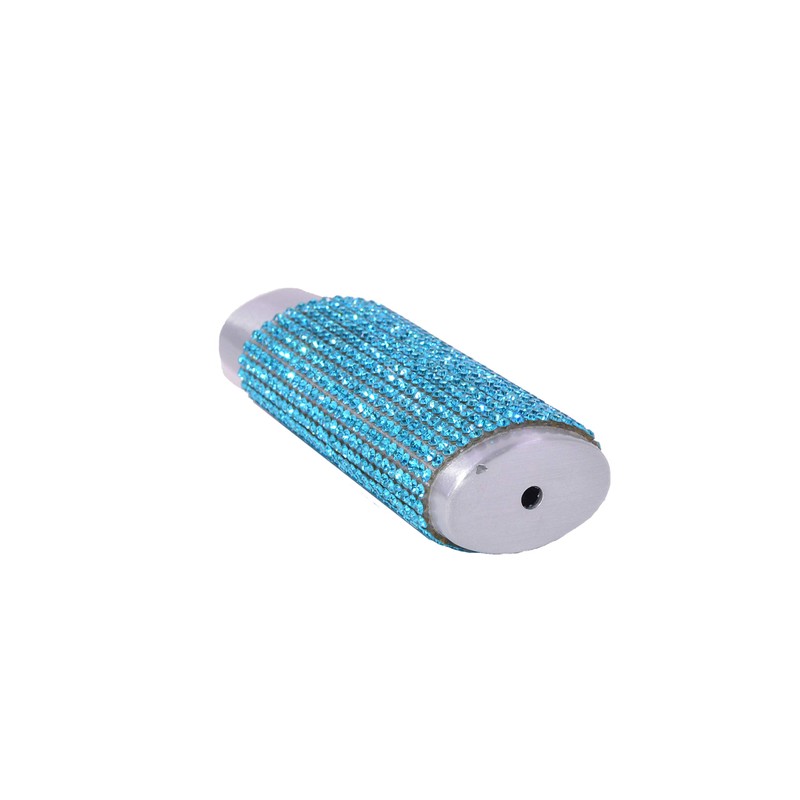 Silver Lighter Sleeve Case with Aqua Marine Rhinestones LS53