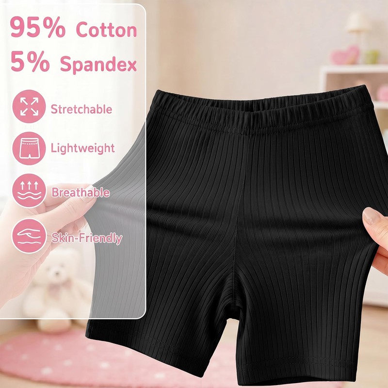 Hoseay Pantaloncini Ciclista Ragazze Confezione da 3 Cotone 14-16, Nero