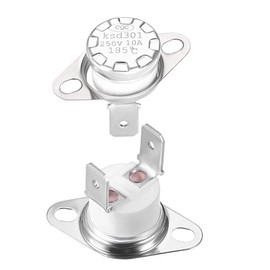 sourcing map KSD301 Thermostat 185°C/365°F 10A Opener N.C Adjustment Snap Plate Temperature Switch Pack of 2
